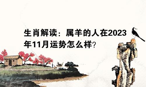 生肖解读：属羊的人在2023年11月运势怎么样？