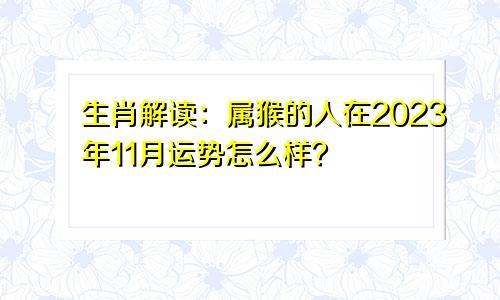 生肖解读：属猴的人在2023年11月运势怎么样？