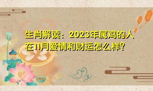生肖解读：2023年属鸡的人在11月爱情和财运怎么样？