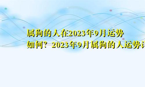 属狗的人在2023年9月运势如何？2023年9月属狗的人运势详解