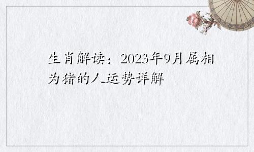 生肖解读：2023年9月属相为猪的人运势详解