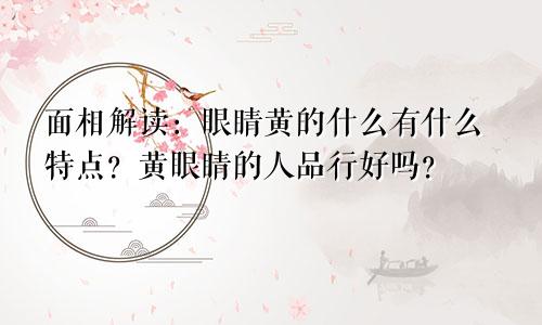 面相解读:眼睛黄的什么有什么特点?黄眼睛的人品行好吗?