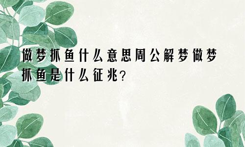 做梦抓鱼什么意思周公解梦做梦抓鱼是什么征兆?