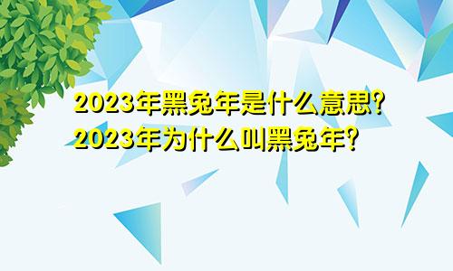 2023年黑兔年是什么意思？2023年为什么叫黑兔年？