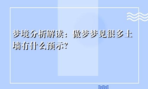 梦境分析解读：做梦梦见很多土墙有什么预示？