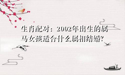 生肖配对：2002年出生的属马女孩适合什么属相结婚？