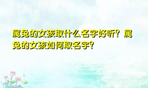 属兔的女孩取什么名字好听?属兔的女孩如何取名字?