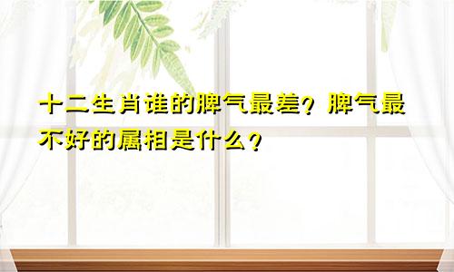 十二生肖谁的脾气最差？脾气最不好的属相是什么？