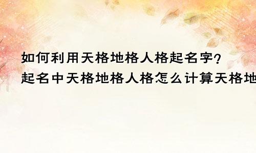 如何利用天格地格人格起名字?起名中天格地格人格怎么计算天格地格人格命格是什么意思