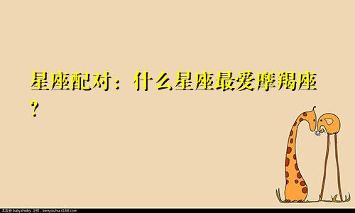 星座配对:什么星座最爱摩羯座?