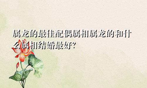 属龙的最佳配偶属相属龙的和什么属相结婚最好？