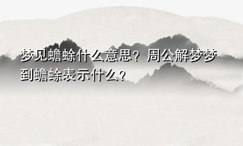 梦见蟾蜍什么意思？周公解梦梦到蟾蜍表示什么？