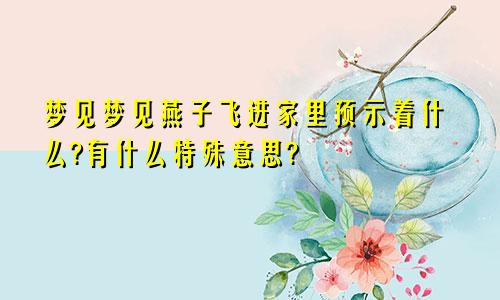 梦见梦见燕子飞进家里预示着什么?有什么特殊意思?