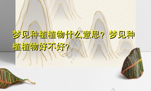 梦见种植植物什么意思？梦见种植植物好不好？