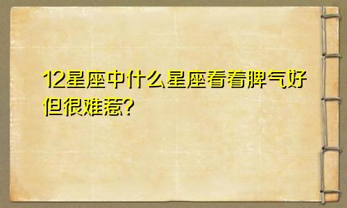 12星座中什么星座看着脾气好但很难惹?
