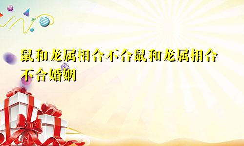 鼠和龙属相合不合鼠和龙属相合不合婚姻