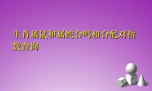 生肖属鼠和属蛇合吗相合配对指数查询
