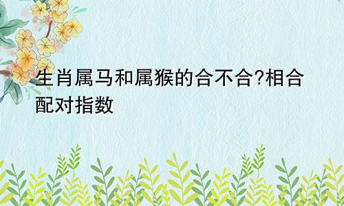 生肖属马和属猴的合不合?相合配对指数