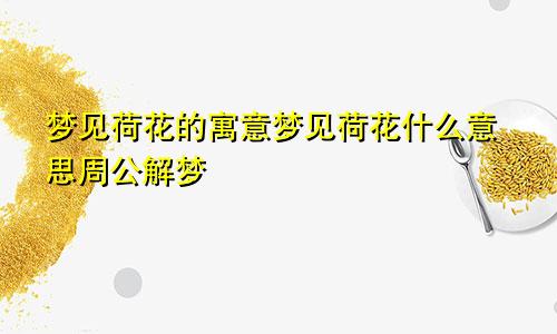 梦见荷花的寓意梦见荷花什么意思周公解梦