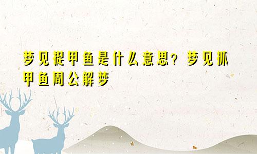 梦见捉甲鱼是什么意思？梦见抓甲鱼周公解梦