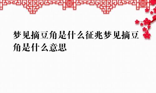 梦见摘豆角是什么征兆梦见摘豆角是什么意思