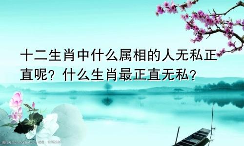 十二生肖中什么属相的人无私正直呢？什么生肖最正直无私？