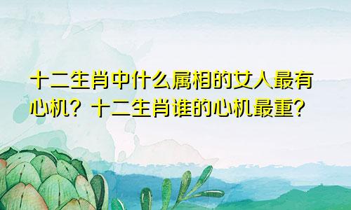 十二生肖中什么属相的女人最有心机？十二生肖谁的心机最重？