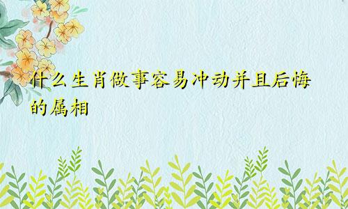 什么生肖做事容易冲动并且后悔的属相