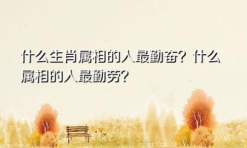 什么生肖属相的人最勤奋？什么属相的人最勤劳？