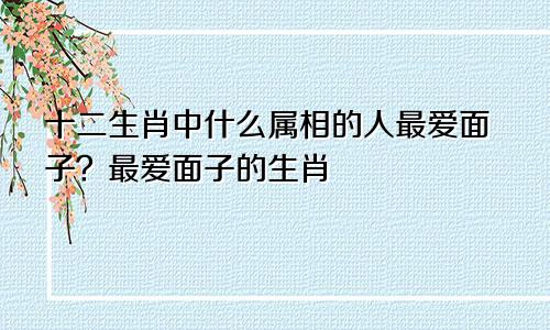 十二生肖中什么属相的人最爱面子？最爱面子的生肖