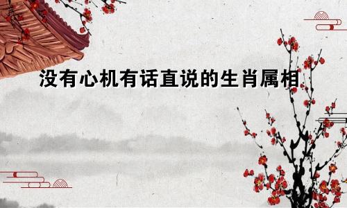 没有心机有话直说的生肖属相