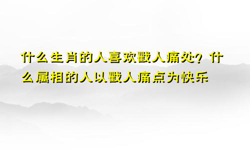 什么生肖的人喜欢戳人痛处？什么属相的人以戳人痛点为快乐