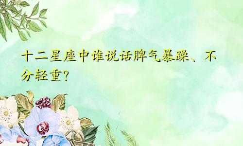 十二星座中谁说话脾气暴躁、不分轻重?