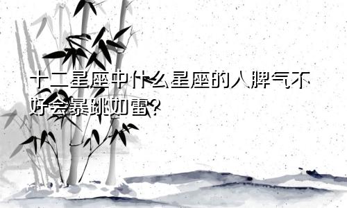 十二星座中什么星座的人脾气不好会暴跳如雷?