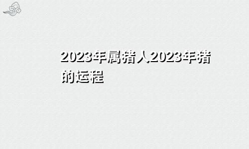 2023年属猪人2023年猪的运程