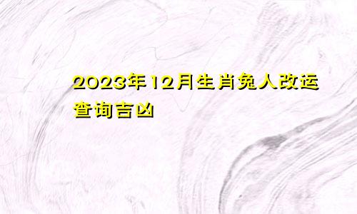2023年12月生肖兔人改运查询吉凶