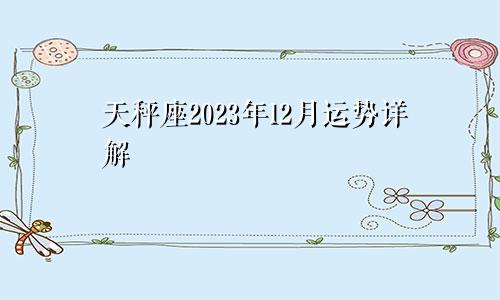 天秤座2023年12月运势详解