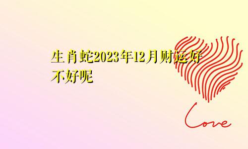 生肖蛇2023年12月财运好不好呢