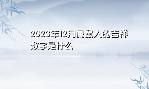 2023年12月属鼠人的吉祥数字是什么