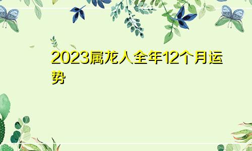 2023属龙人全年12个月运势