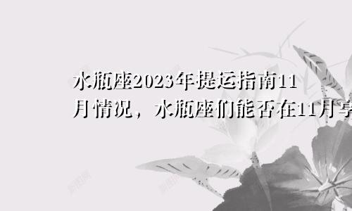 水瓶座2023年提运指南11月情况,水瓶座们能否在11月享受财富的满满回报
