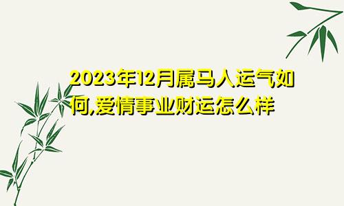 2023年12月属马人运气如何,爱情事业财运怎么样