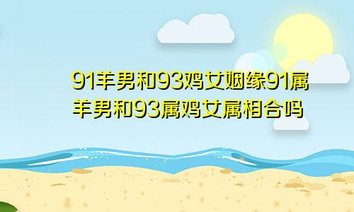 91羊男和93鸡女姻缘91属羊男和93属鸡女属相合吗