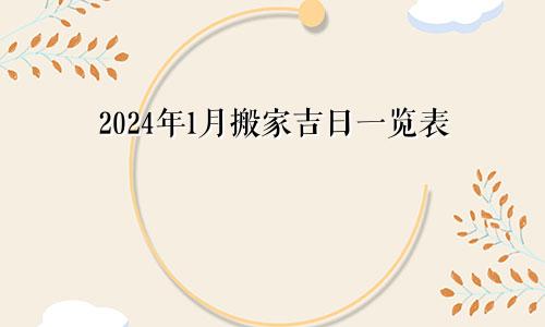2024年1月搬家吉日一览表