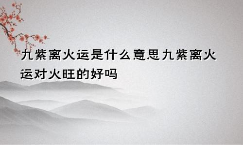 九紫离火运是什么意思九紫离火运对火旺的好吗