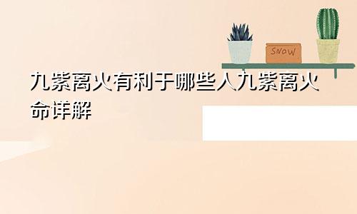 九紫离火有利于哪些人九紫离火命详解