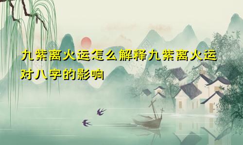 九紫离火运怎么解释九紫离火运对八字的影响