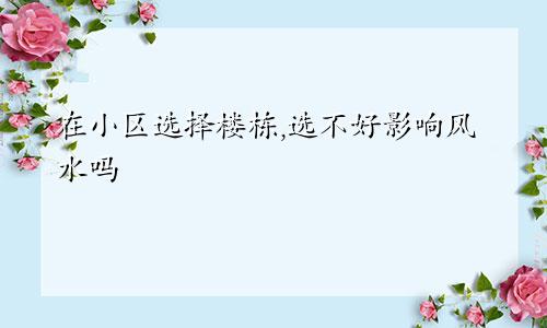 在小区选择楼栋,选不好影响风水吗