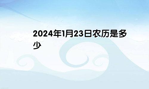 2024年1月23日农历是多少