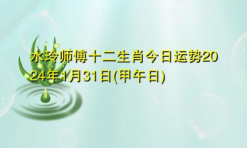 水玲师傅十二生肖今日运势2024年1月31日(甲午日)